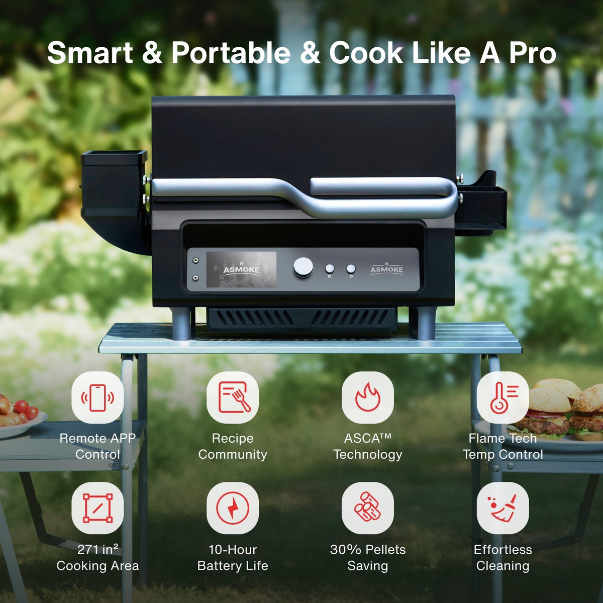 ASMOKE Essential Portable Wood Pellet Grill