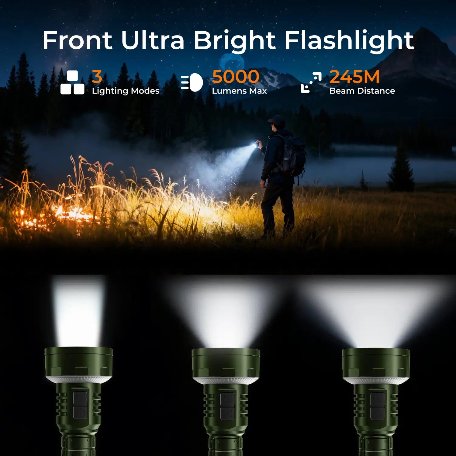 AF3 Versatile Camping Flashlight With Telescopic Stand