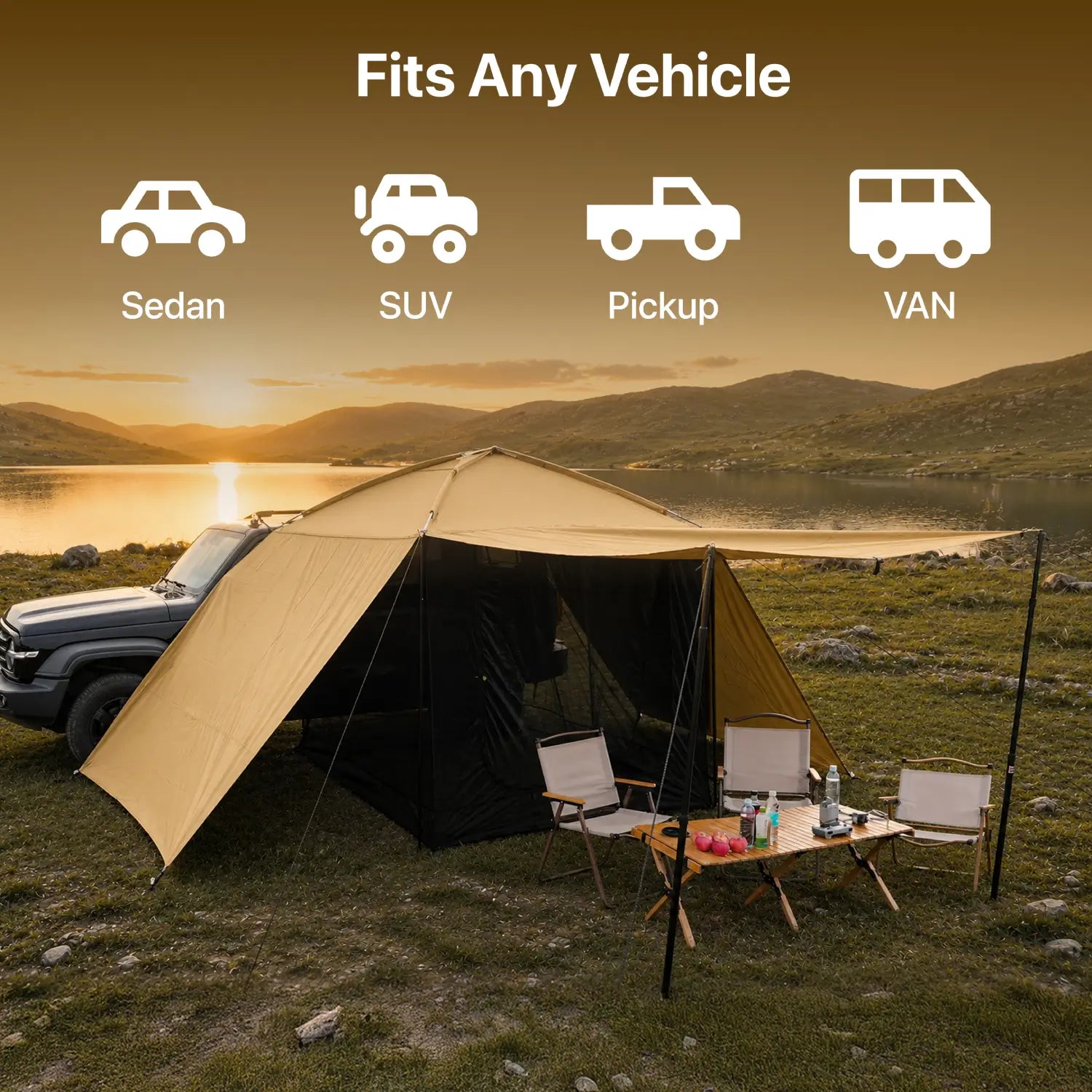 AT200 Portable Awning Tent That Fits Any Vehicle