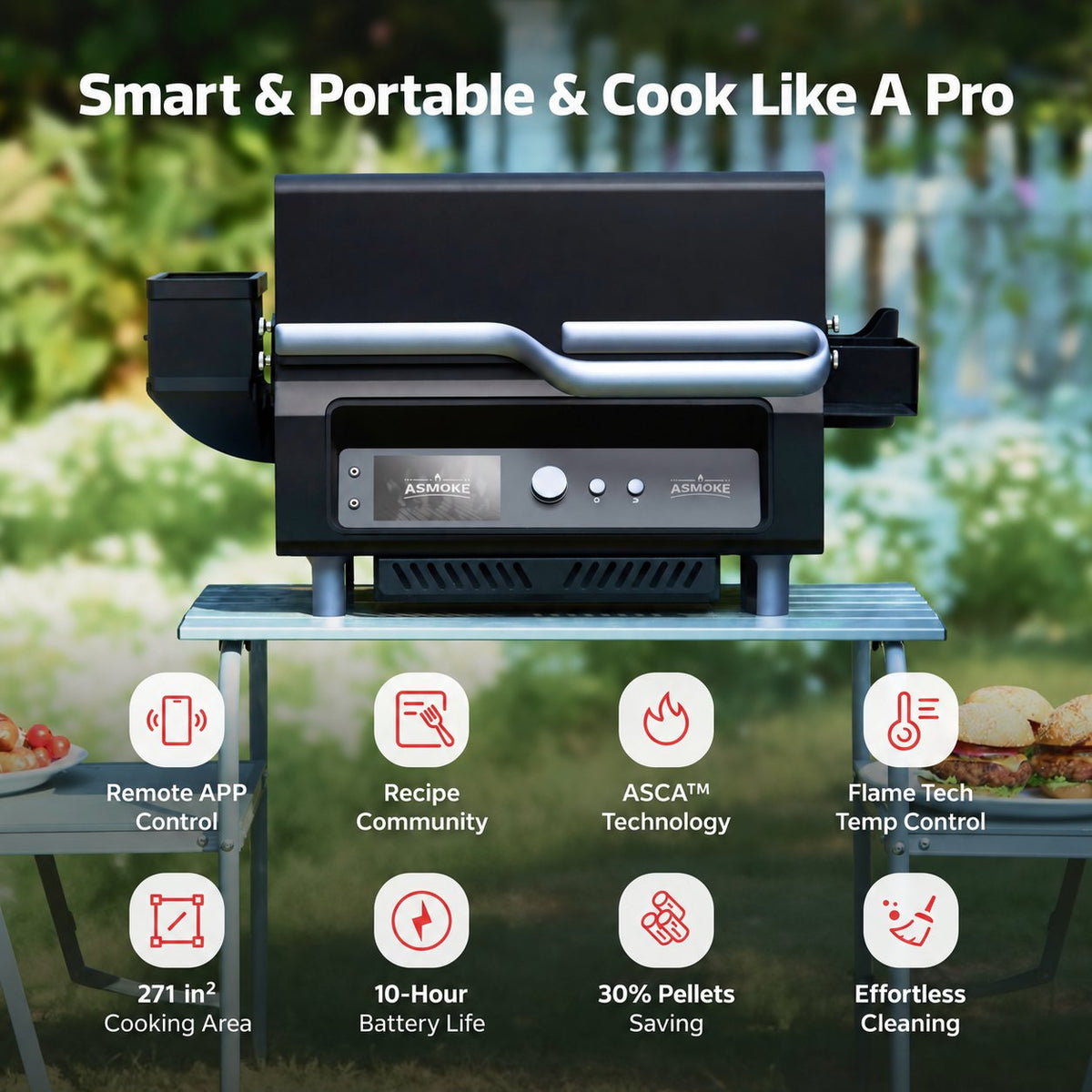 ASMOKE Essential Portable Wood Pellet Grill
